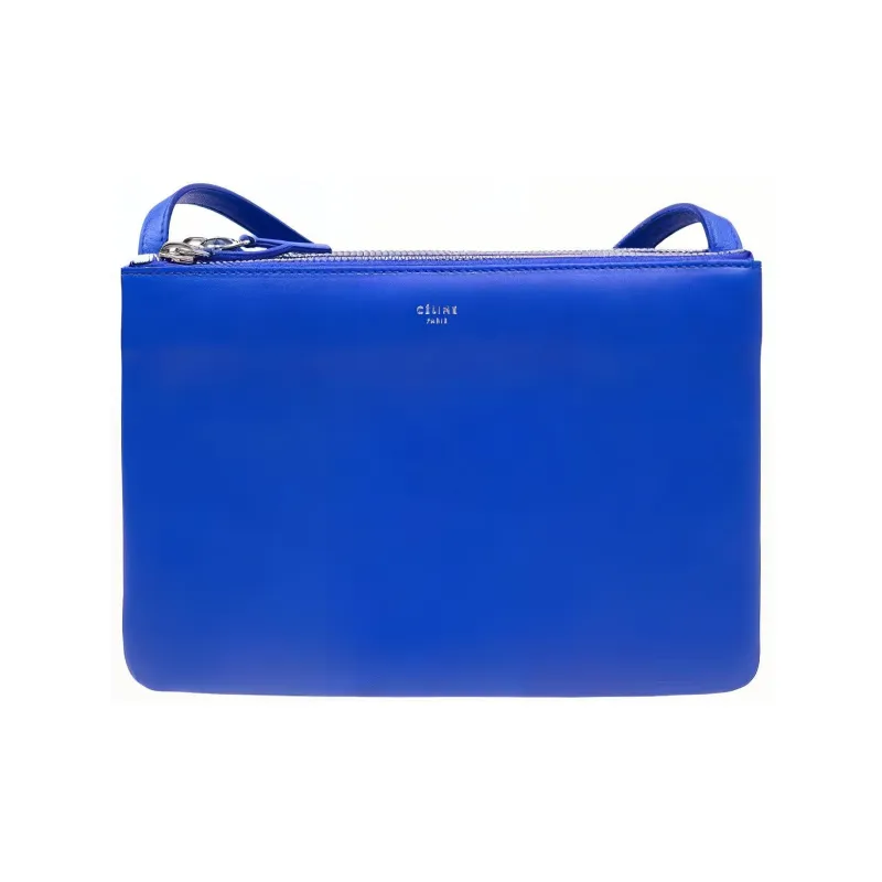 CELINE Trio Sheepskin Shoulder Bag Crossbody Bag Women's Blue-0