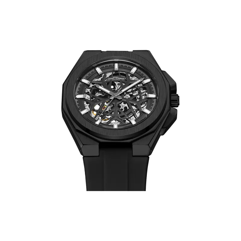 DANIEL GORMAN Daniel Golman Watch For Men Mechanical Movement Silicone Strap Watch Men's Watches Black Dial-2