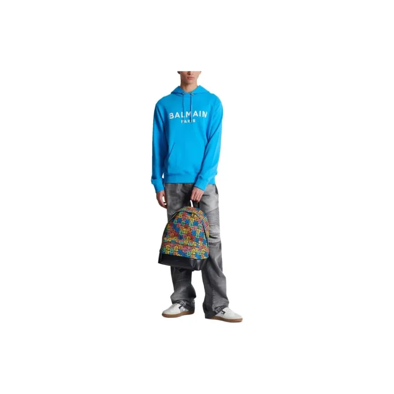 BALMAIN Logo Printed Drawstring Hoodie-3