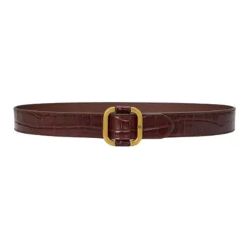 Ralph Lauren Cow Leather Leather Belts Women's Dark Red Brown Width 4.4cm