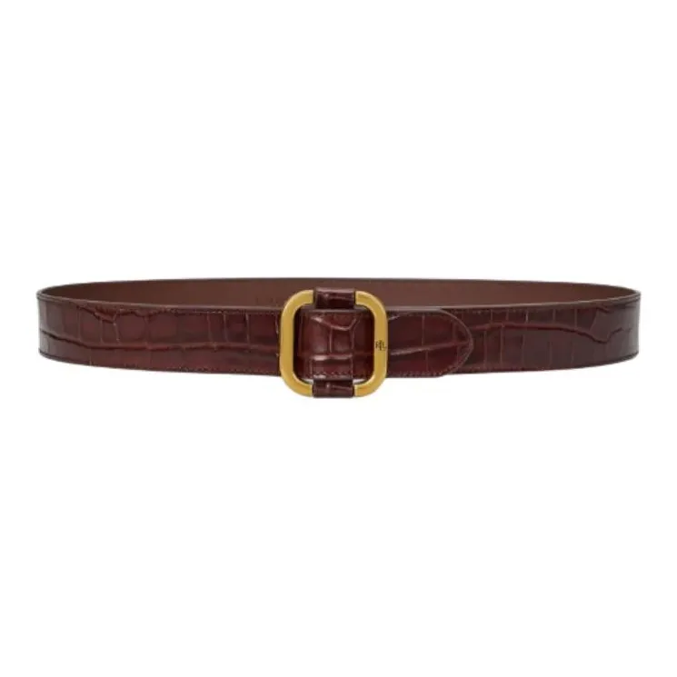 Ralph Lauren Cow Leather Leather Belts Women's Dark Red Brown Width 4.4cm-0