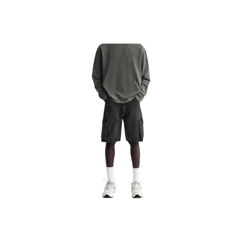 ZARA Denim Shorts Men Black-2
