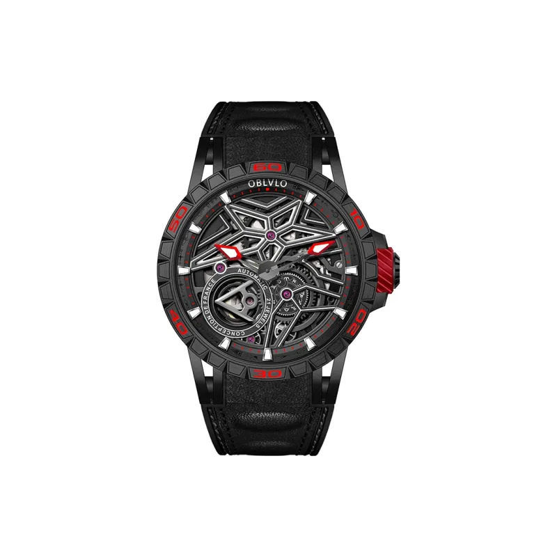 OBLVLO Automatic Mechanical Movement Watch Men's Watches Black Dial-6