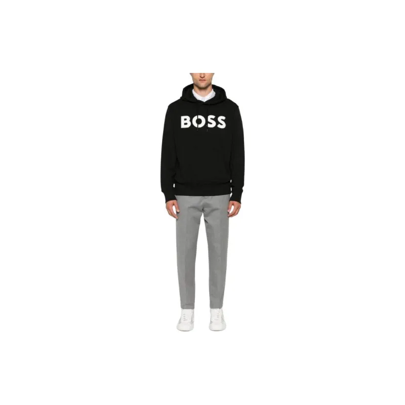HUGO BOSS Logo Printed Drawstring Hoodie-1
