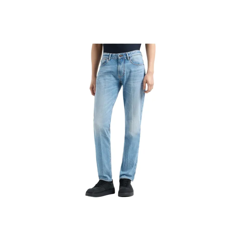EMPORIO ARMANI J06 Slim fit 12.2 oz Stone washed Denim Jeans With Veining-3