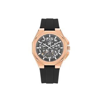 DANIEL GORMAN Daniel Golman Watch For Men Mechanical Movement Silicone Strap Watch Men's Watches Black Dial