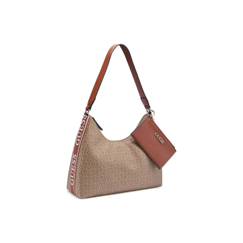 GUESS Artificial Leather Combo Bag Shoulder Bag Hobo Bag Handbag Shoulder Bag Small Size Women's Coffee-1