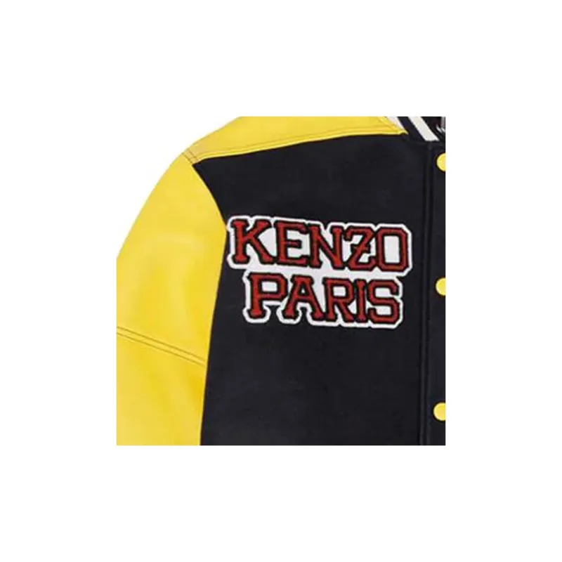 KENZO Tiger Leather Sleeve Varsity Jacket-4