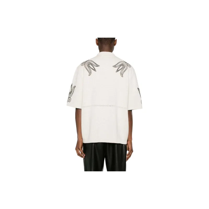NANUSHKA Embroidered Camp-collar Cardigan-2
