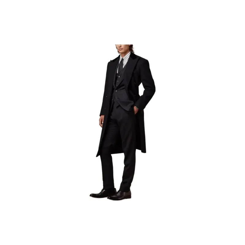 Polo Ralph Lauren Kent Handmade Wool-Cashmere Topcoat Coats Men's Black-1
