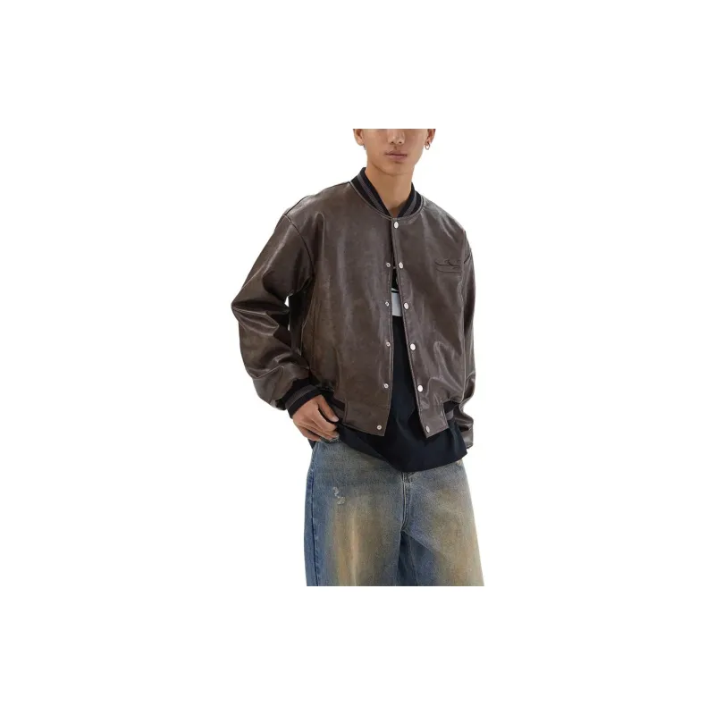 Crying Center Baseball Jacket Unisex Brown-1