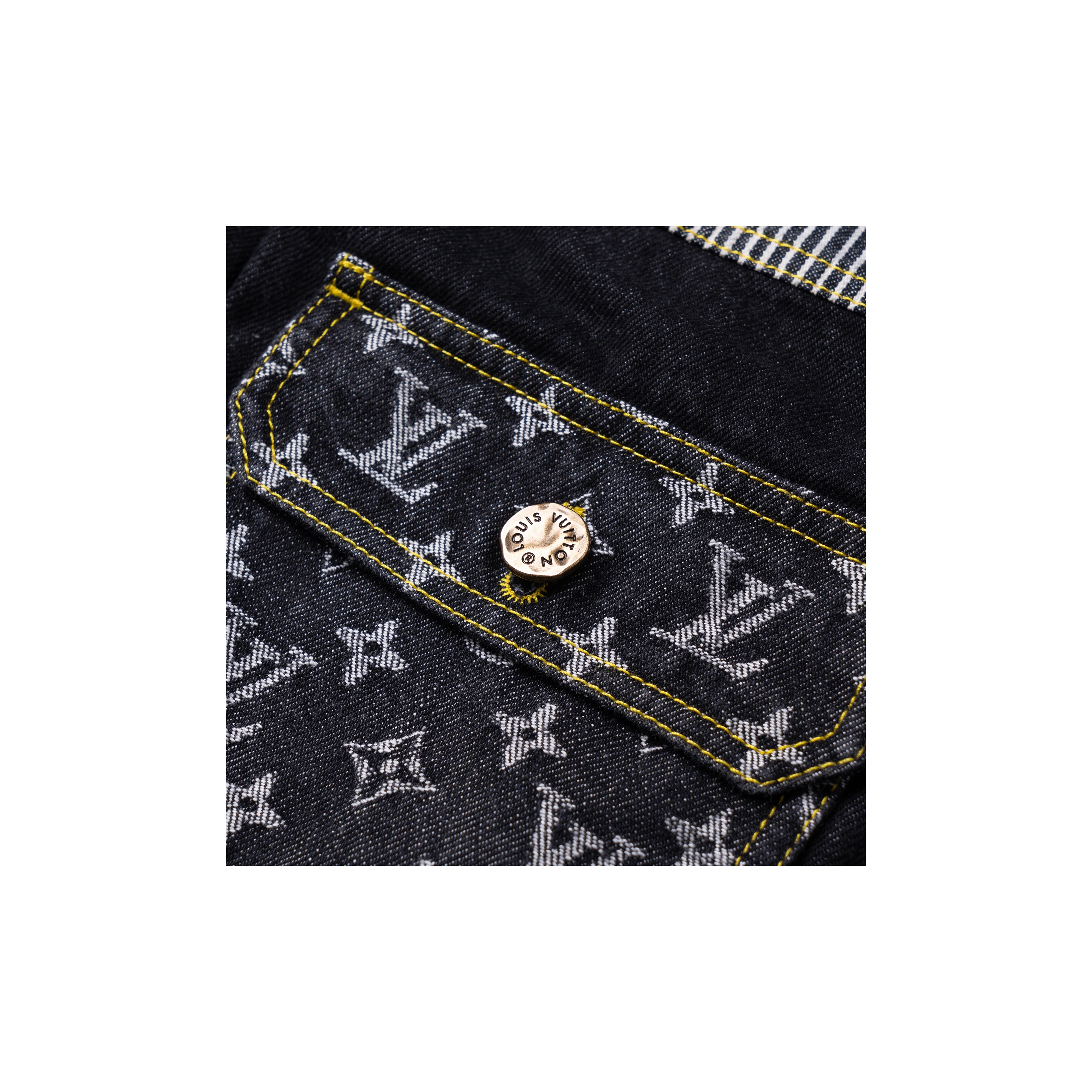 LOUIS VUITTON X Nigo Monogram Crazy Denim Workwear Jacket LOUIS VUITTON X Nigo Monogram Crazy Denim Workwear Jacket