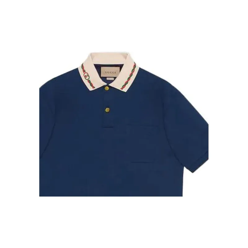 GUCCI SS22 Polo Shirt Men's Navy Blue-1