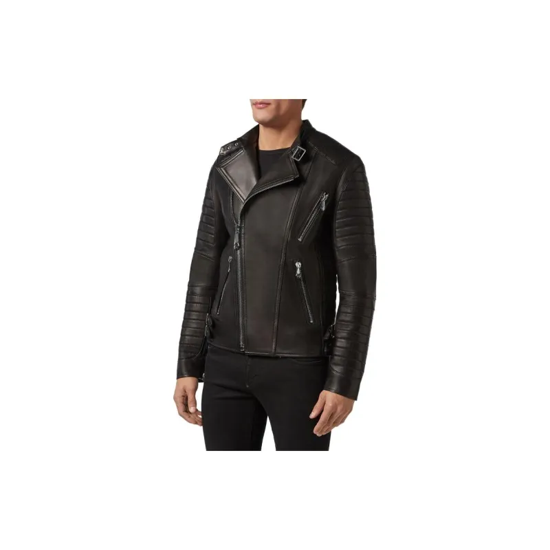 PHILIPP PLEIN SS23 Leather Jacket Men's Black-3