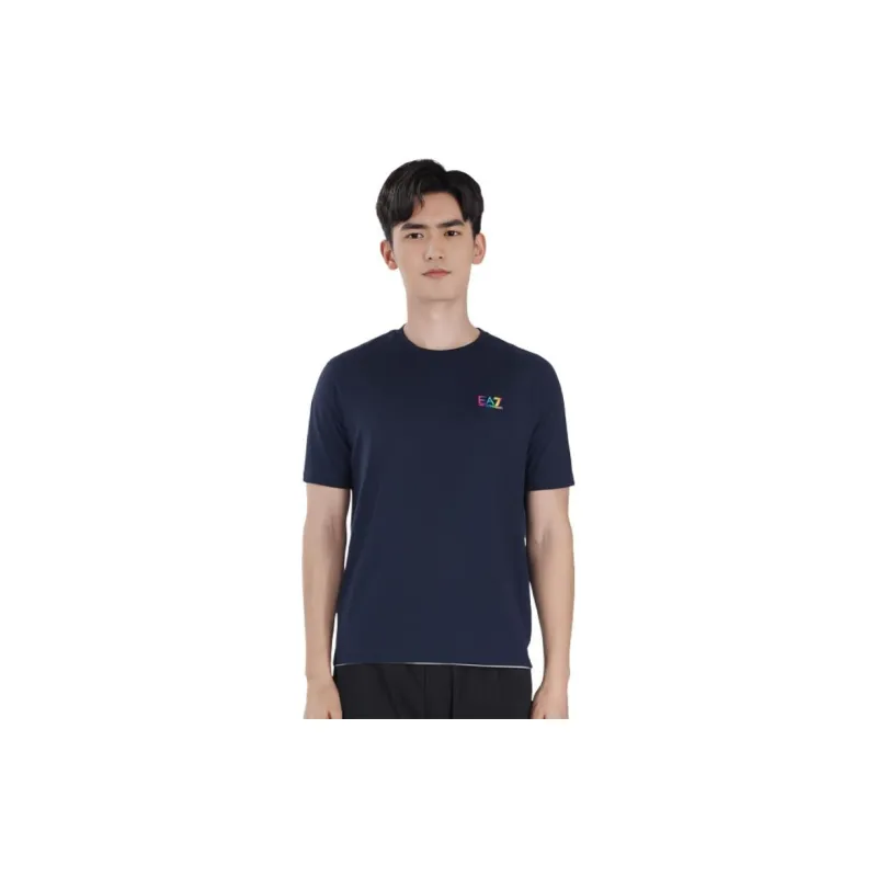 EMPORIO ARMANI EA7 SS23 Drop Shoulder Sleeve T Shirt Men's Navy-3