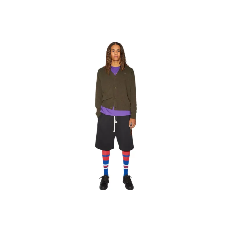 Acne Studios Wool Face Patch V Neck Cardigan Sweater-1