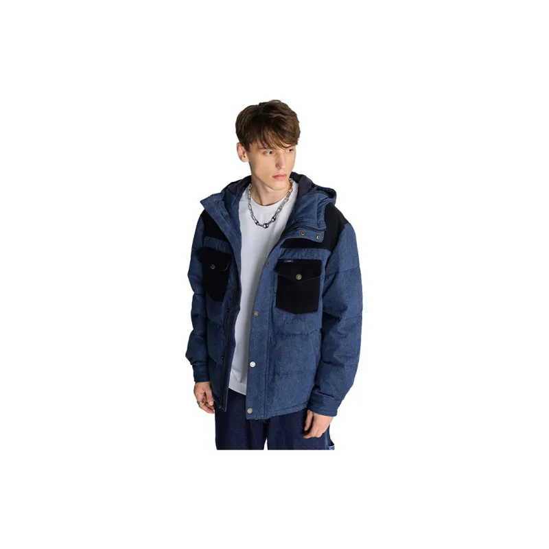 Lee FW22 Letter Hooded Down Jacket Men's Dark Blue-5