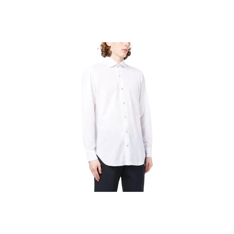 KITON Mother-of-pearl Button Cotton Shirt-2