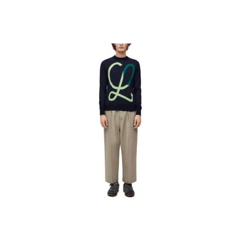 LOEWE L Intarsia Wool Sweater-1