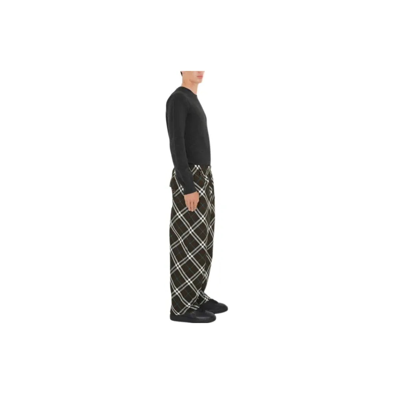 Burberry Straight Leg Checked Drawstring Trousers-3