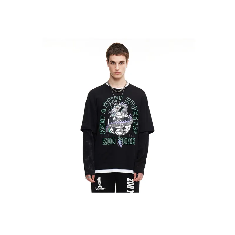 Zoo York Crew Neck Loose Fit Mock Two Piece Sweatshirt Fall Unisex-6