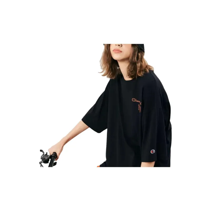 Champion Rochester T Shirts Unisex Black Orange LOGO-2