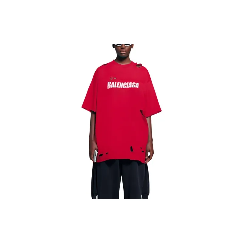 Balenciaga Caps Destroyed Flatground T-shirt - POIZON