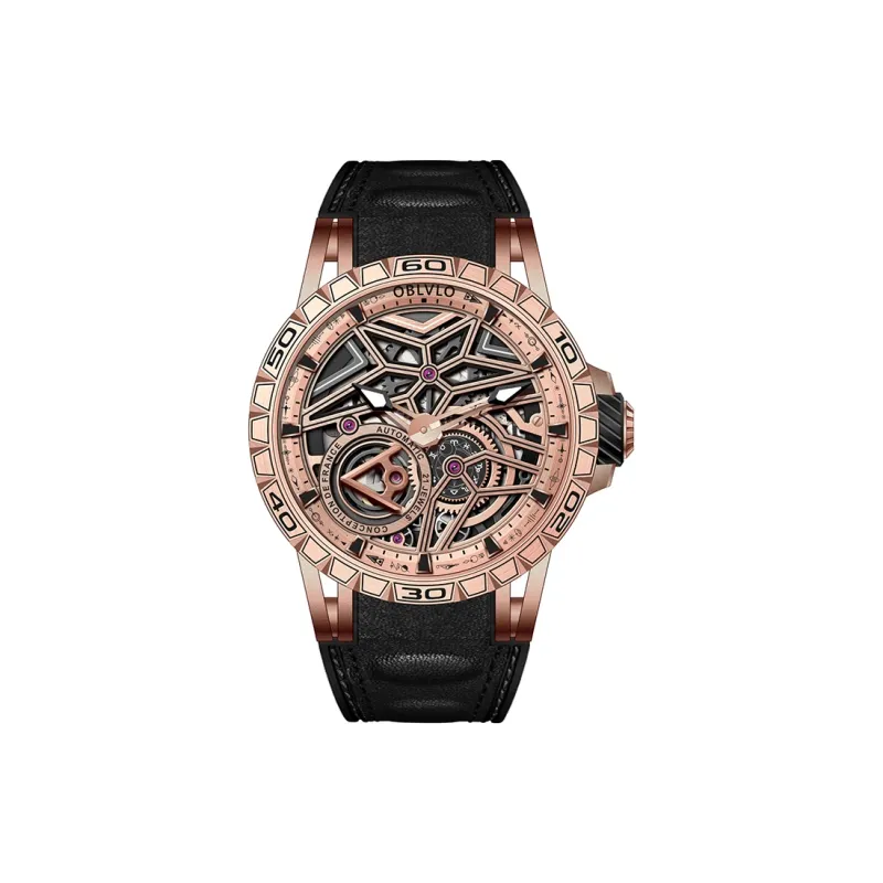 OBLVLO Automatic Mechanical Movement Watch Men's Watches Black Dial-1