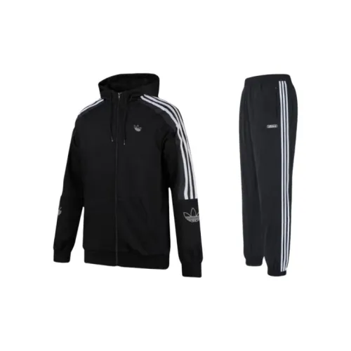 Adidas Originals Clover Series Sweatshirt Sets Men Black