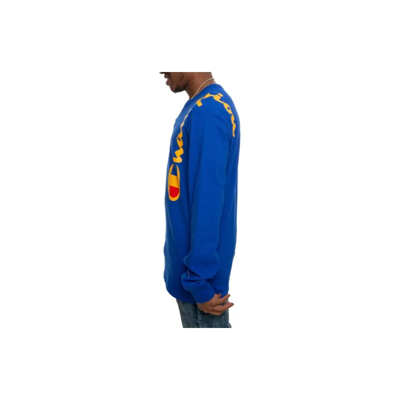Champion Long Sleeved T Shirt US Version Unisex Royal Blue-3