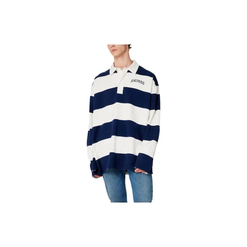 AMIPARIS Polo Shirts Men Blue With White Lettering-2
