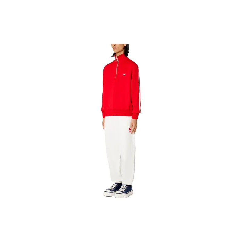 AMIPARIS Striped Short zip Pullover Sweatshirt-1