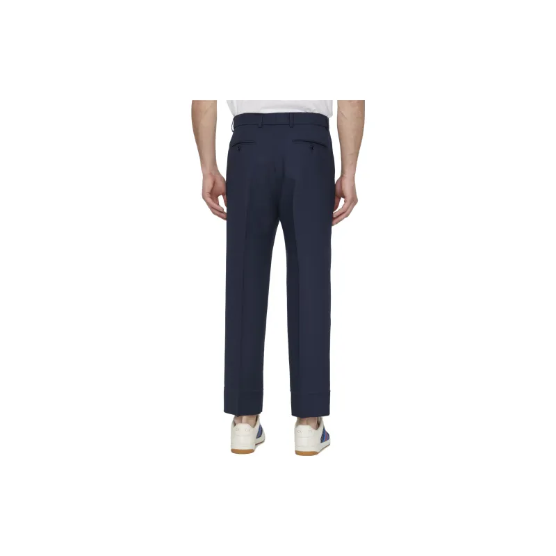 GUCCI Web stripe Trim Cropped Trousers-2