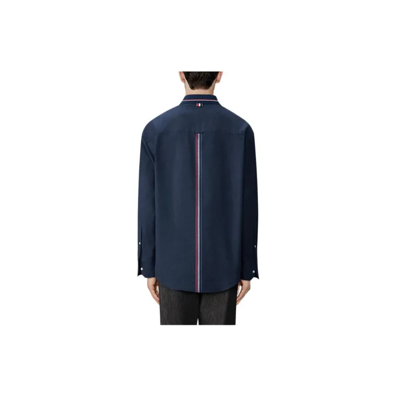 THOM BROWNE Rwb Striped Curved Hem Shirt-1