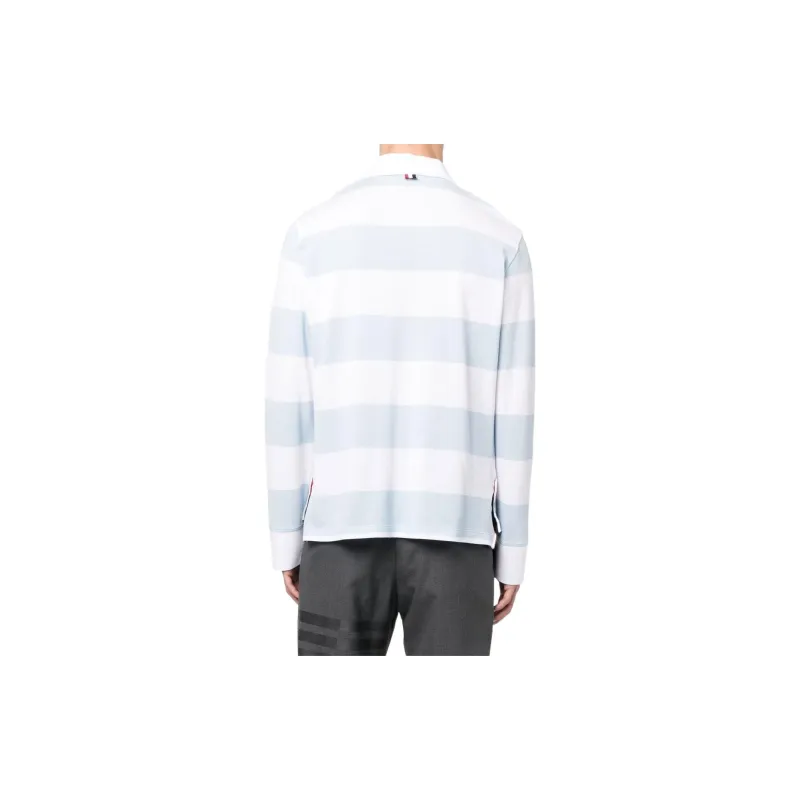 THOM BROWNE Striped Long Sleeved Polo Shirt-2