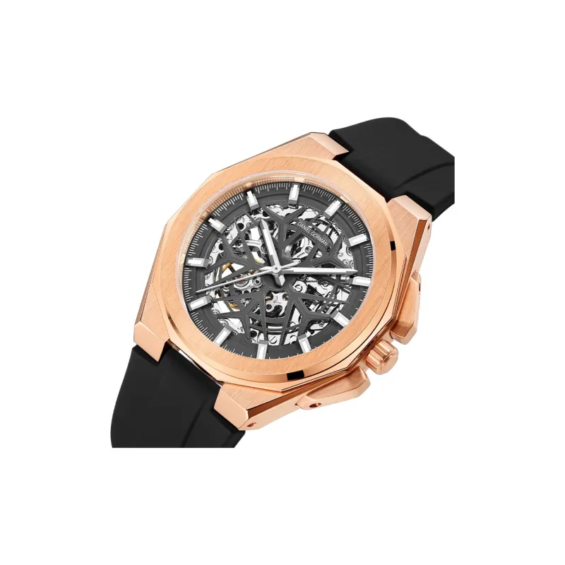 DANIEL GORMAN Daniel Golman Watch For Men Mechanical Movement Silicone Strap Watch Men's Watches Black Dial-1