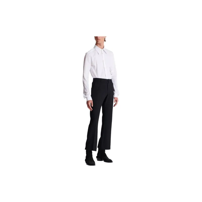 BALMAIN Crepe textured Flared Cropped Trousers-4
