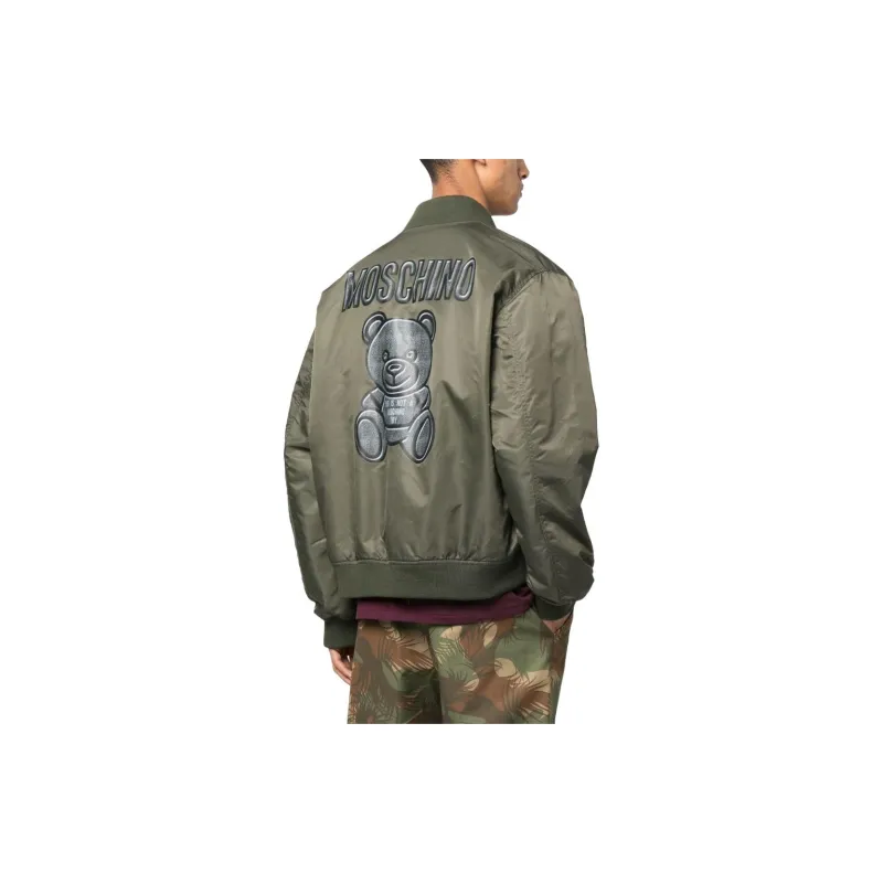 MOSCHINO Logo Prrinted Button-Up Bomber Jacket-3