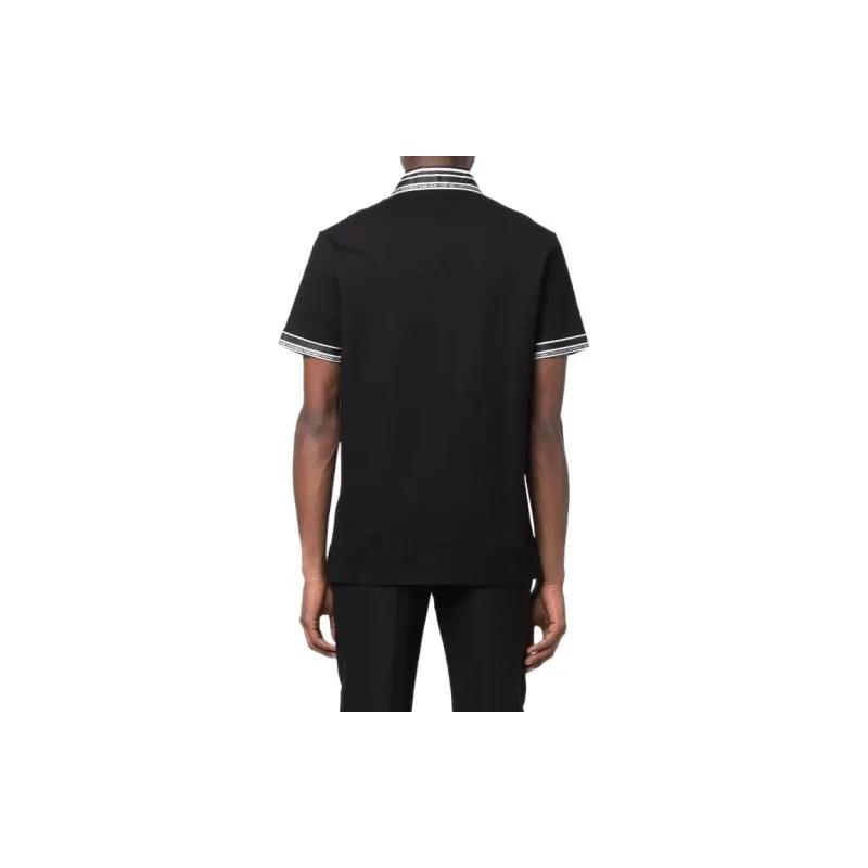 VERSACE Striped-Edge Short-Sleeved Polo Shirt-2