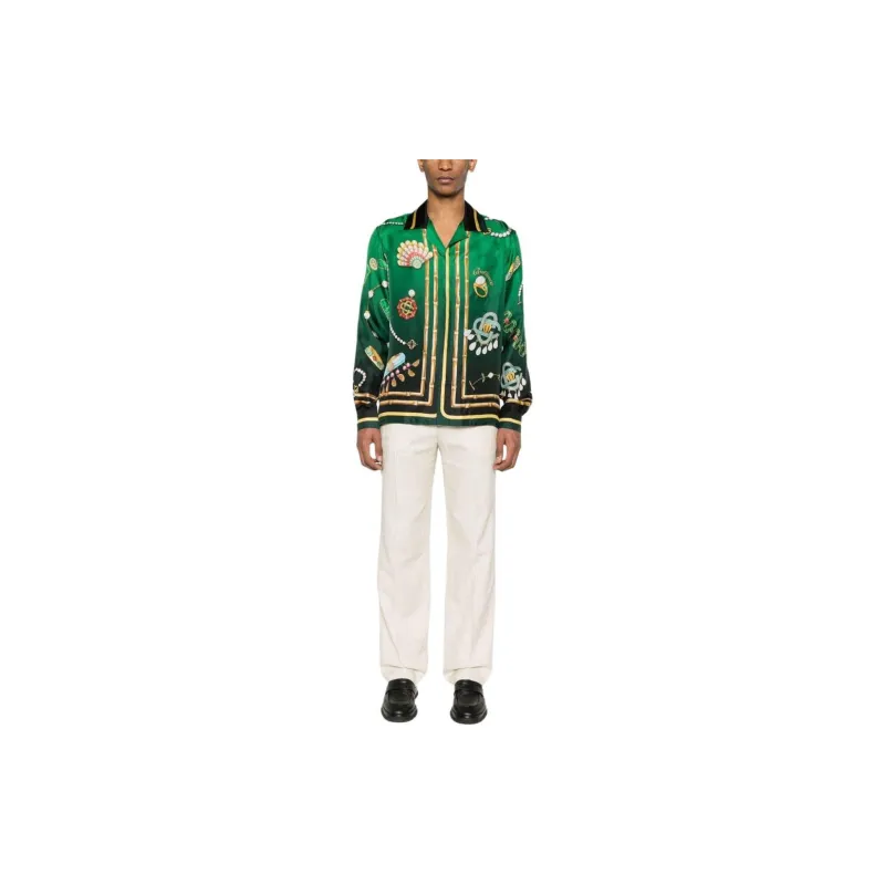 CASABLANCA Cuban Collar Long Sleeve Shirt-3