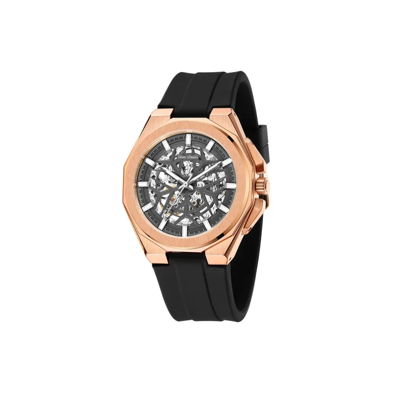 DANIEL GORMAN Daniel Golman Watch For Men Mechanical Movement Silicone Strap Watch Men's Watches Black Dial-3