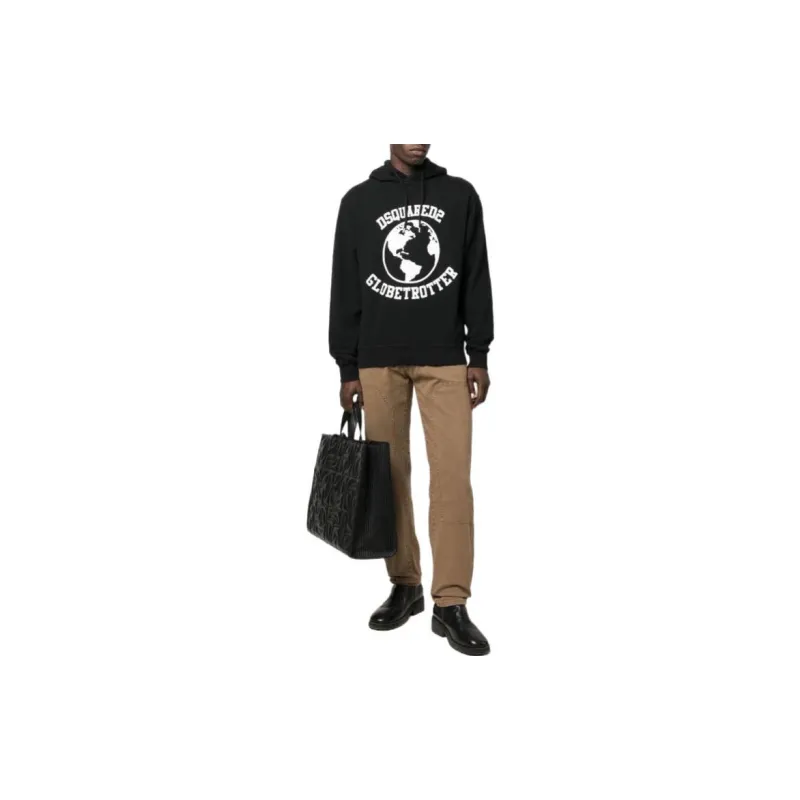 Dsquared2 Globetrotter Logo Printed Drawstring Hoodie-1