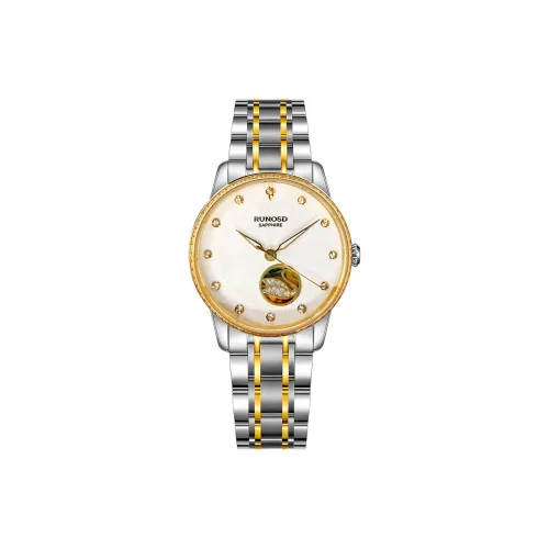 RUNOSD Automatic Mechanical Movement Stainless Steel Watchband Women's Watch White Dial