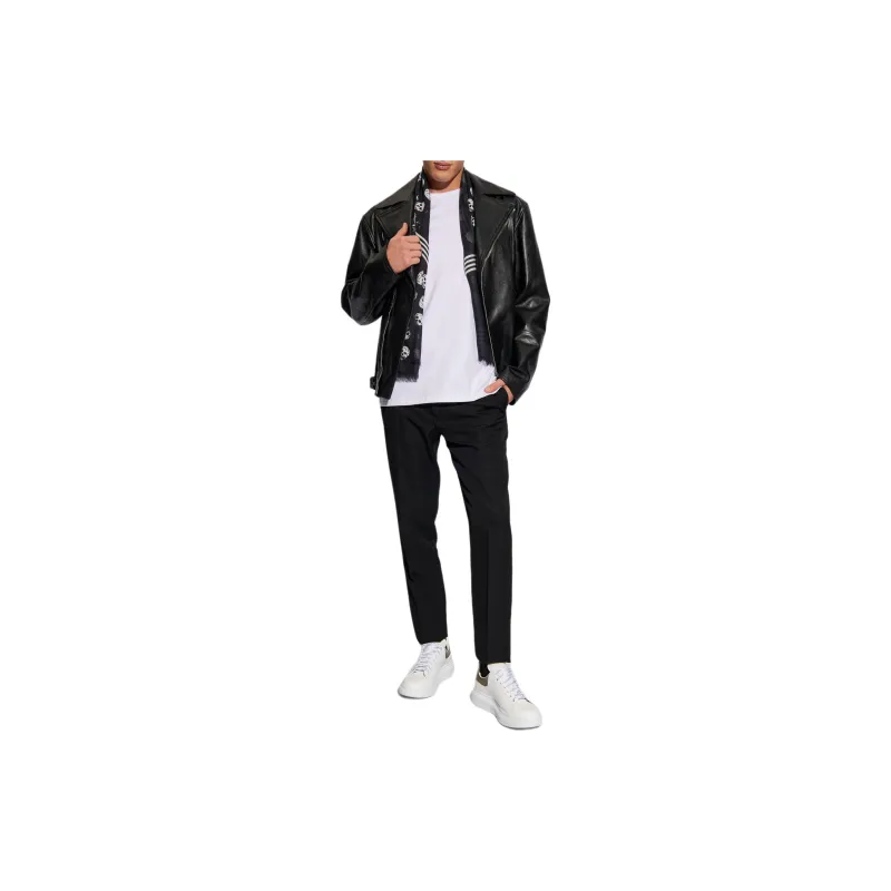 Alexander McQueen Long Sleeved Zip Up Leather Biker Jacket-2