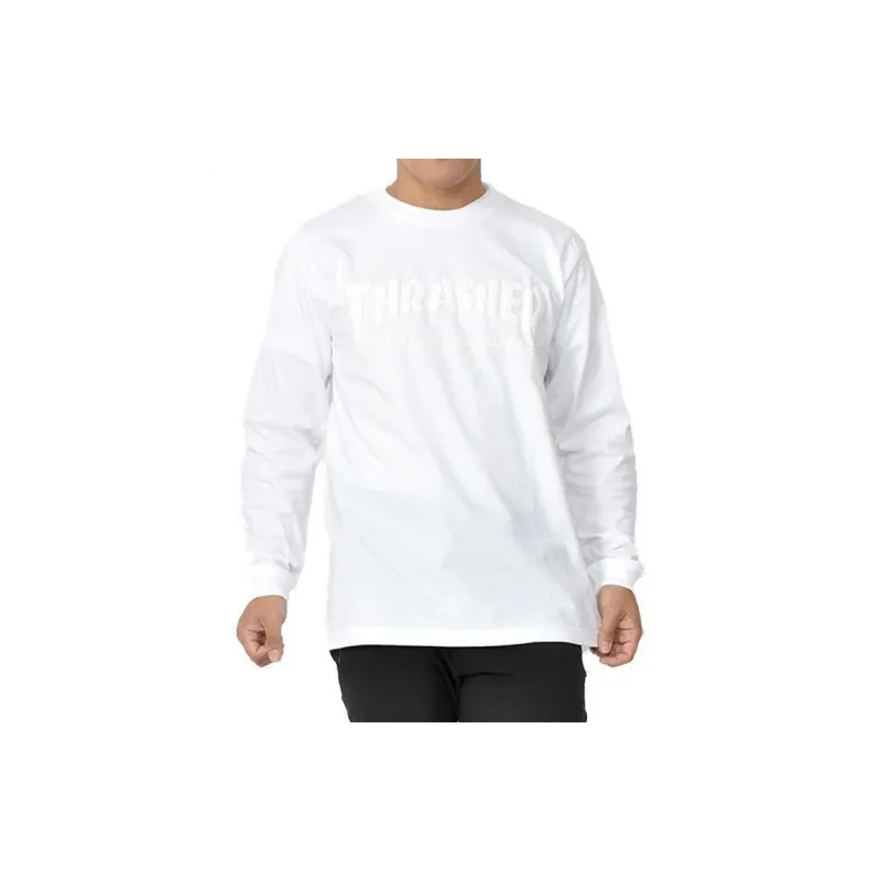 Thrasher Straight Long-Sleeved T-Shirt Japan Version Unisex White-1