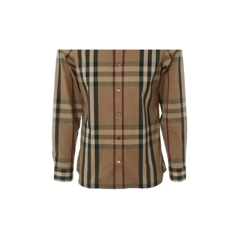 Burberry Check Point Collar Single-Breasted Long Sleeve Shirt Brown-7