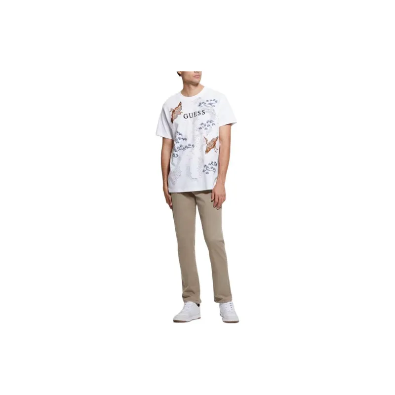 GUESS Eco Logo Bird Tee T-Shirt Men's White-2