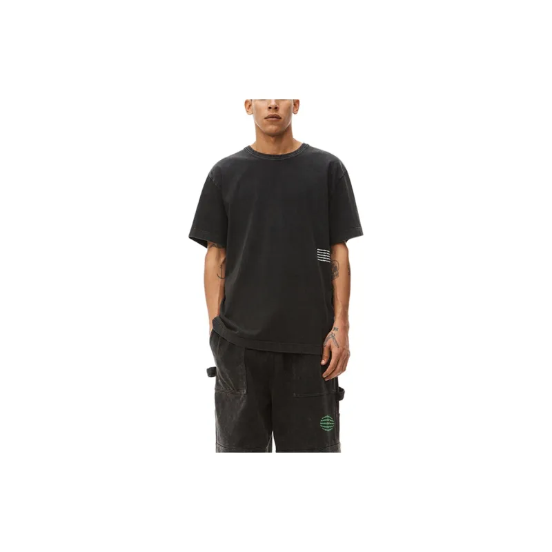 Alexander Wang Repeated-logo Print Acid-wash T-shirt-4