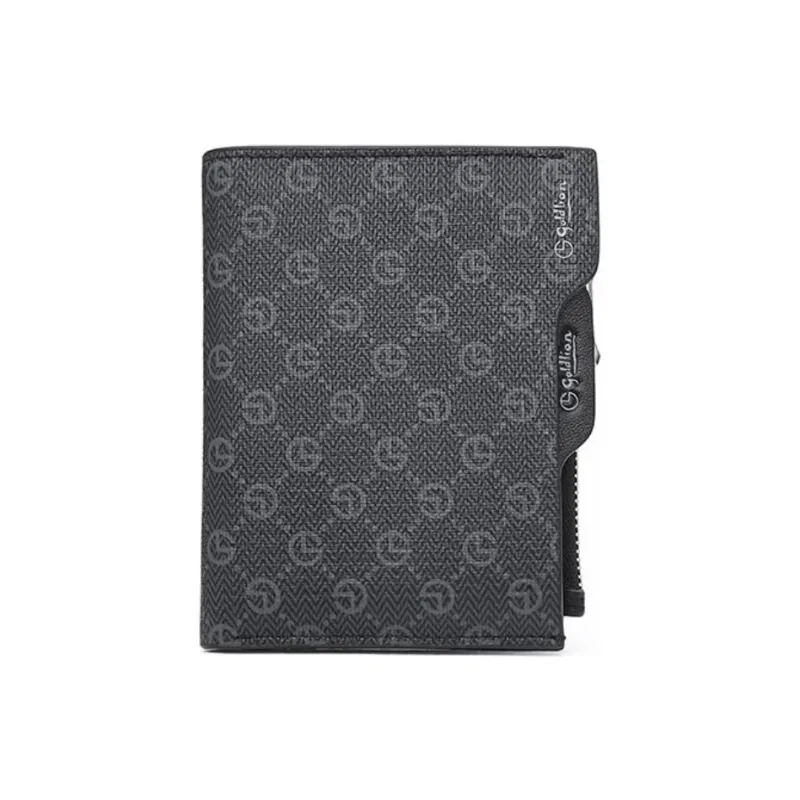 GOLDLION PVC Brand Print Wallet Men's Black-0