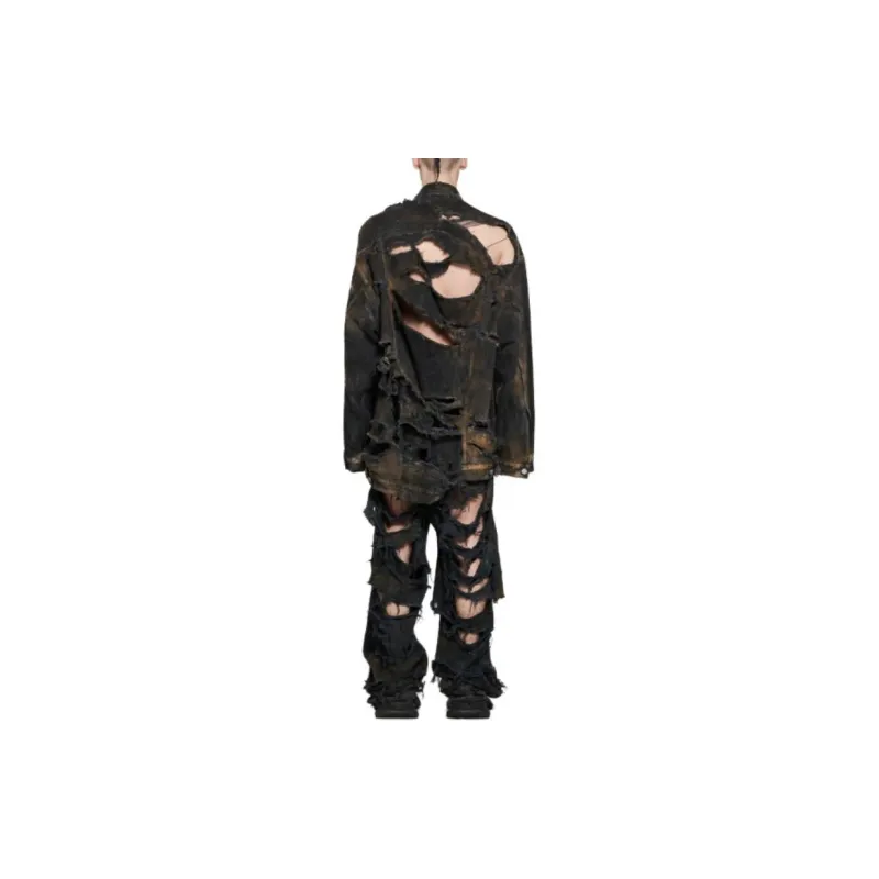 Balenciaga SS23 Denim Jacket Loose Fit Style Men's Black-2
